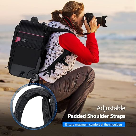 Neewer 2-in-1 Rolling Camera Backpack Trolley Case - Anti-Shock Detachable Padded Compartment, Hidden Pull Bar, Durable, Waterproof for Camera,Tripod,Flash Light,Lens,Laptop for Air Travelling(Black) Neewer 2-in-1 Rolling Camera Backpack Trolley Case - Anti-Shock Detachable Padded Compartment, Hidden Pull Bar, Durable, Waterproof for Camera,Tripod,Flash Light,Lens,Laptop for Air Travelling(Black)